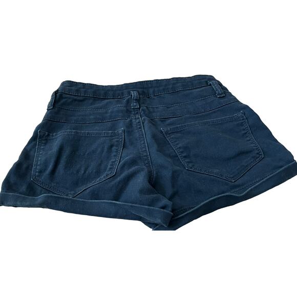 NO BO MID-RISE SHORTS JUNIORS, 1, NAVY BLUE, BACK POCKETS, BUTTONS & ZIP CLOSURE - Picture 3 of 11